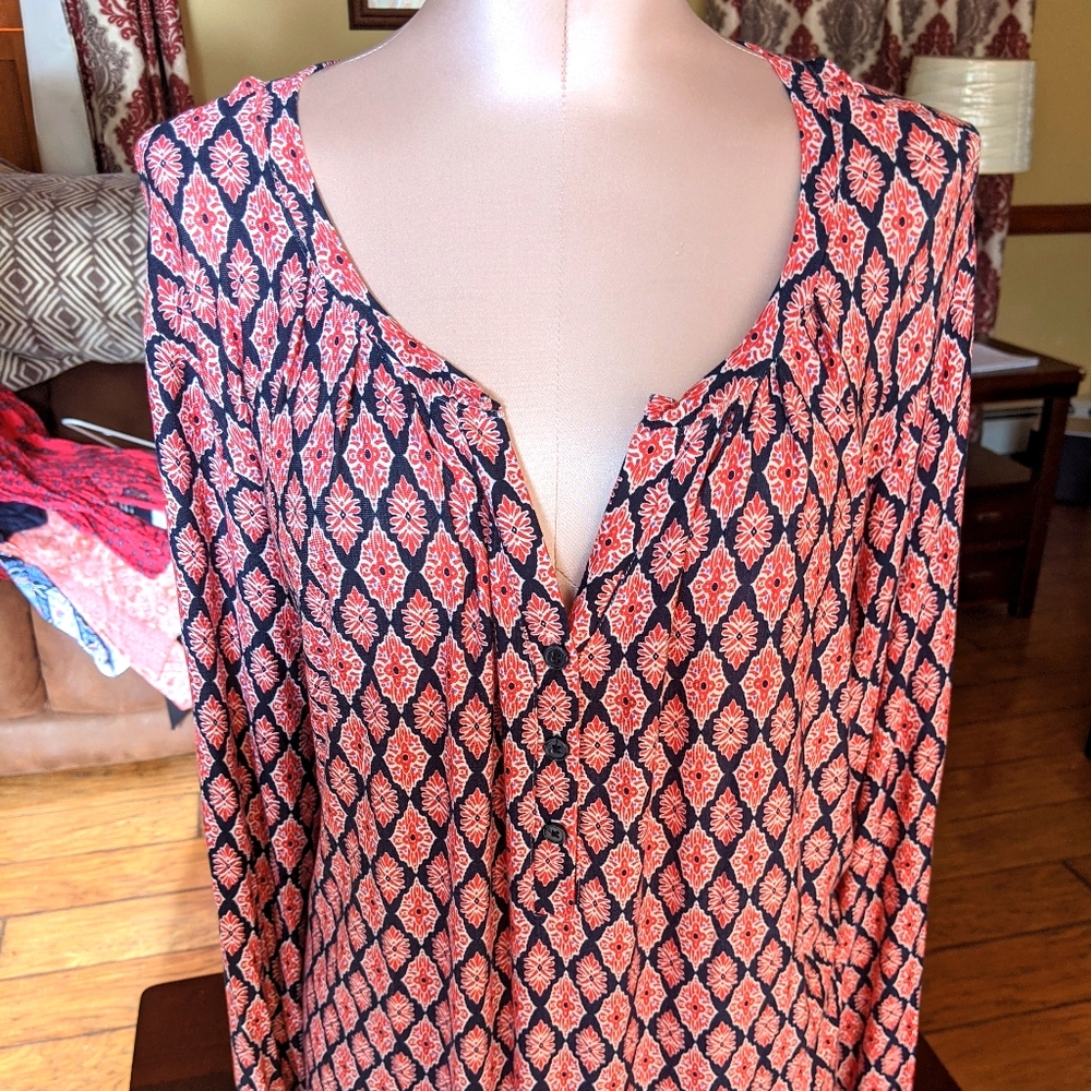 Blue Red Print Tunic